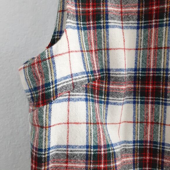 Vintage 1980s Wool Flannel Shift Dress Red Rothesay Tartan Plaid Handmade Lined - Picture 5 of 15